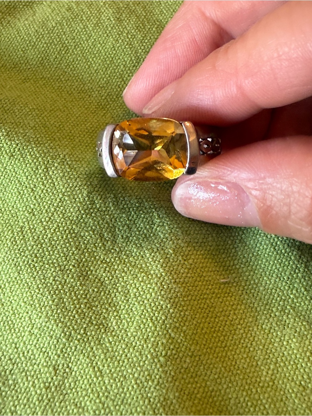 Sterling Silver Citrine-Colored Statement Ring